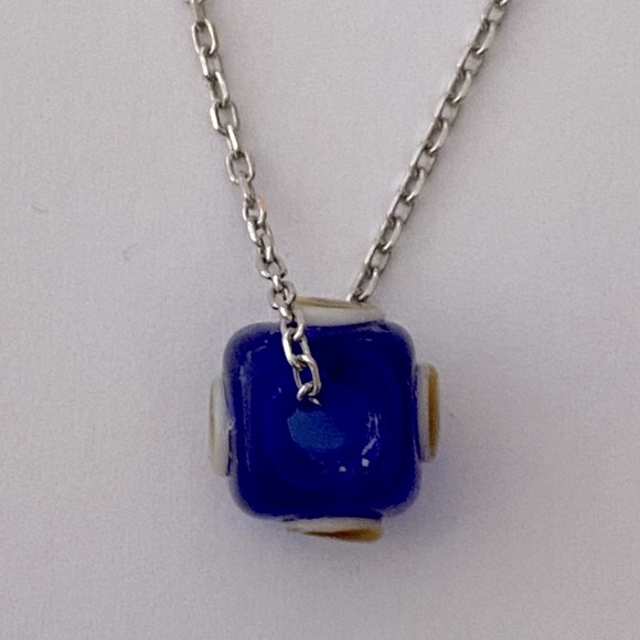 🧿925 Silver blue evil eye glass bead necklace - Picture 3 of 6
